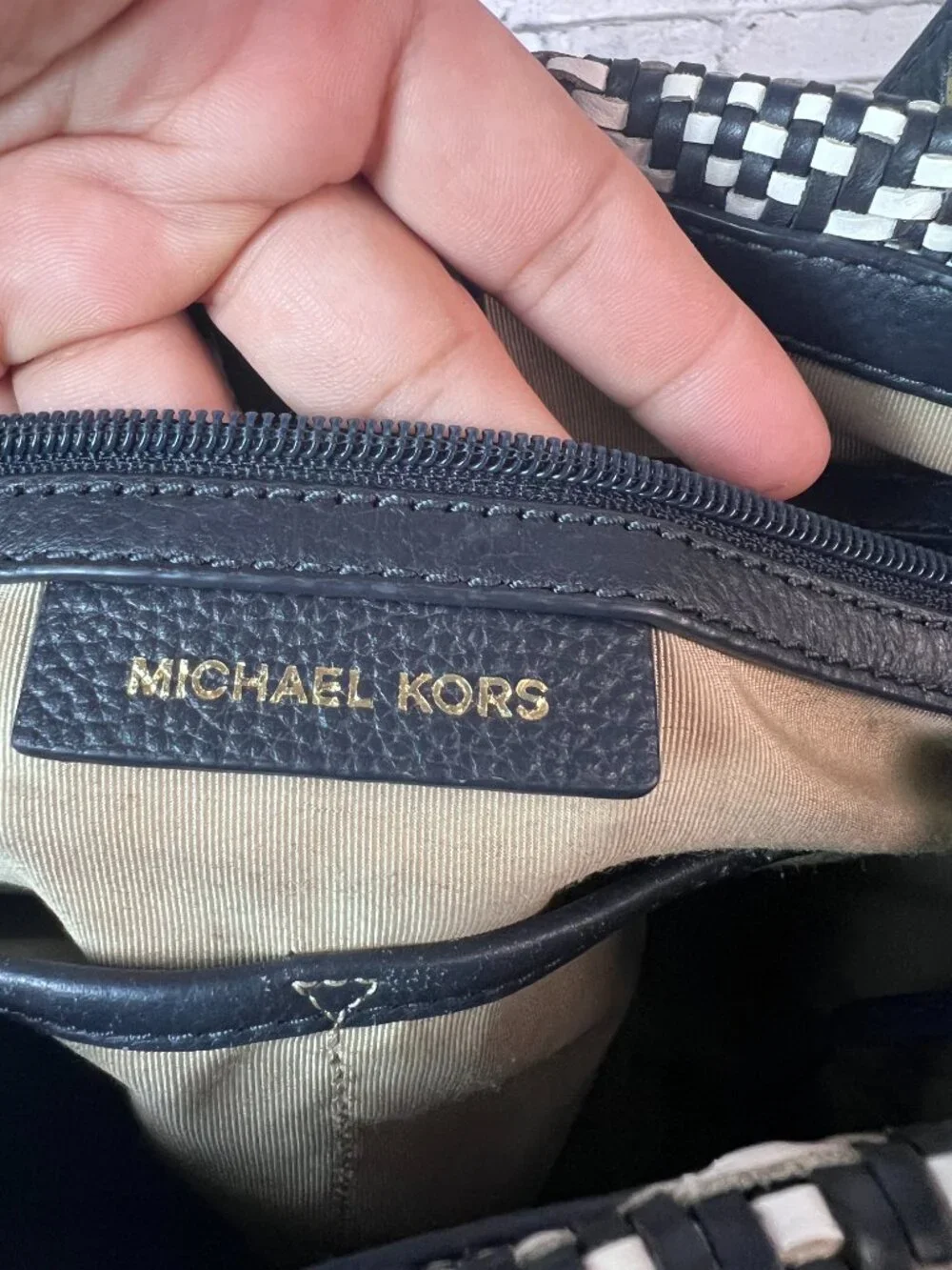 Michael Kors Brooklyn Large Woven Leather Satchel